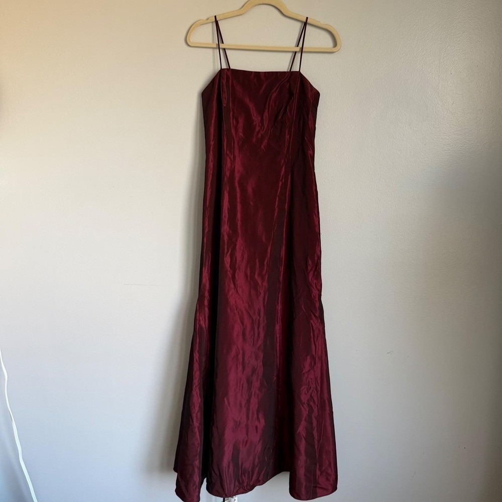 Vintage Vera Wang Burgundy Wine Iridescent Taffeta Maxi Dress Formal Gown 8 - Picture 2 of 10
